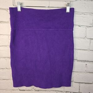 HOUSE OF HARLOW 1960 PURPLE KNIT BODYCON MINI SKIRT RIBBED WOMENS LARGE